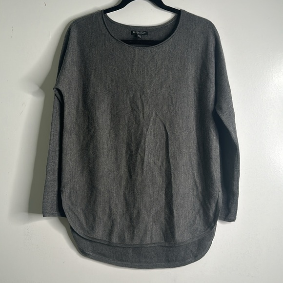 Eileen fisher Marino wool light weight sweater size p medium gray classic basic